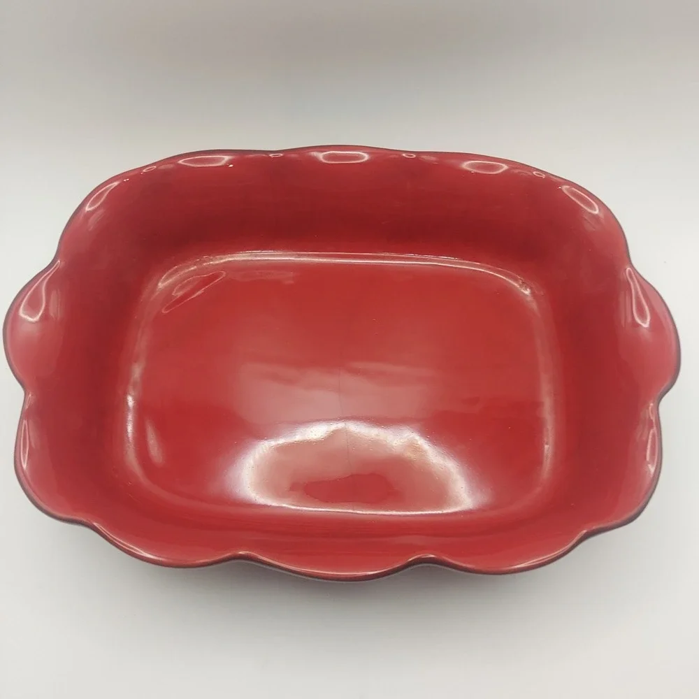 De Silva Red Ceramic Baking Dish‎ Made in Italy Scalloped Edge